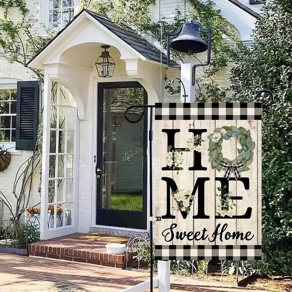 'Home Sweet Home' Magnolia Burlap Garden Flag Double-Sided 12" x 18" NEW! Home & Garden:Yard, Garden & Outdoor Living:Décor:Flags Style Your Walls
